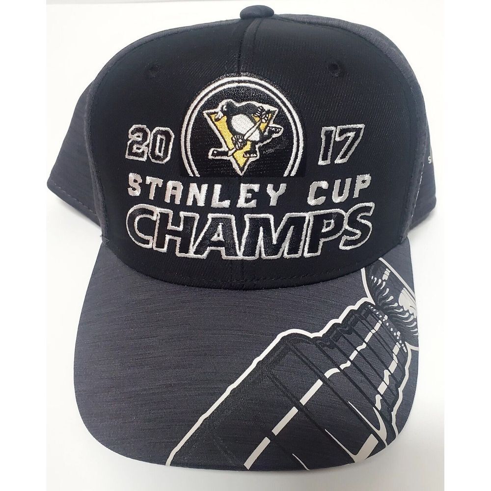 Reebok Penguins 2017 NHL Stanley Cup Champions Cap Climalite Black/Grey Snap Hat